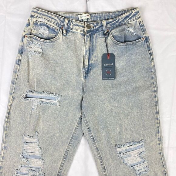 NWT Rewind - Distressed High Waisted Mom Jeans Size 11/30W - Picture 3 of 10